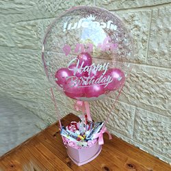 בלון שקוף עם בלונים ורודים